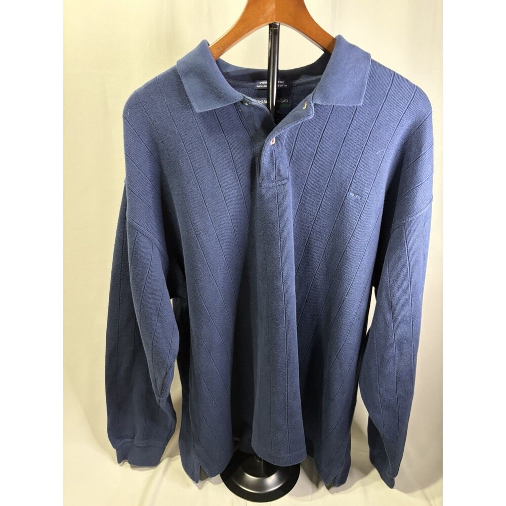 Alexander Julian Colours Dark Blue Collared Long Sleeve Warm Sweater, XL